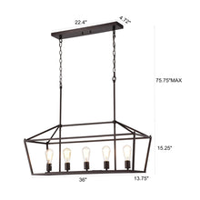 Ironclad Island Pendant Chandelier 5-Light Country Farmhouse 36" Wide Ceiling Light by Chloe