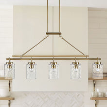 Curiana 5-light Linear Chandelier with Textured Glass Shades by Olliix-INK+IVY