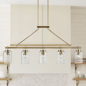 Curiana 5-light Linear Chandelier with Textured Glass Shades by Olliix-INK+IVY