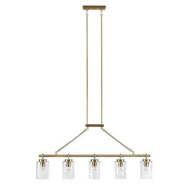 Curiana 5-light Linear Chandelier with Textured Glass Shades by Olliix-INK+IVY