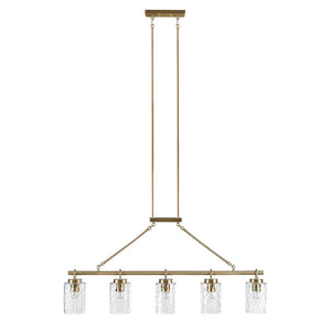 Curiana 5-light Linear Chandelier with Textured Glass Shades by Olliix-INK+IVY