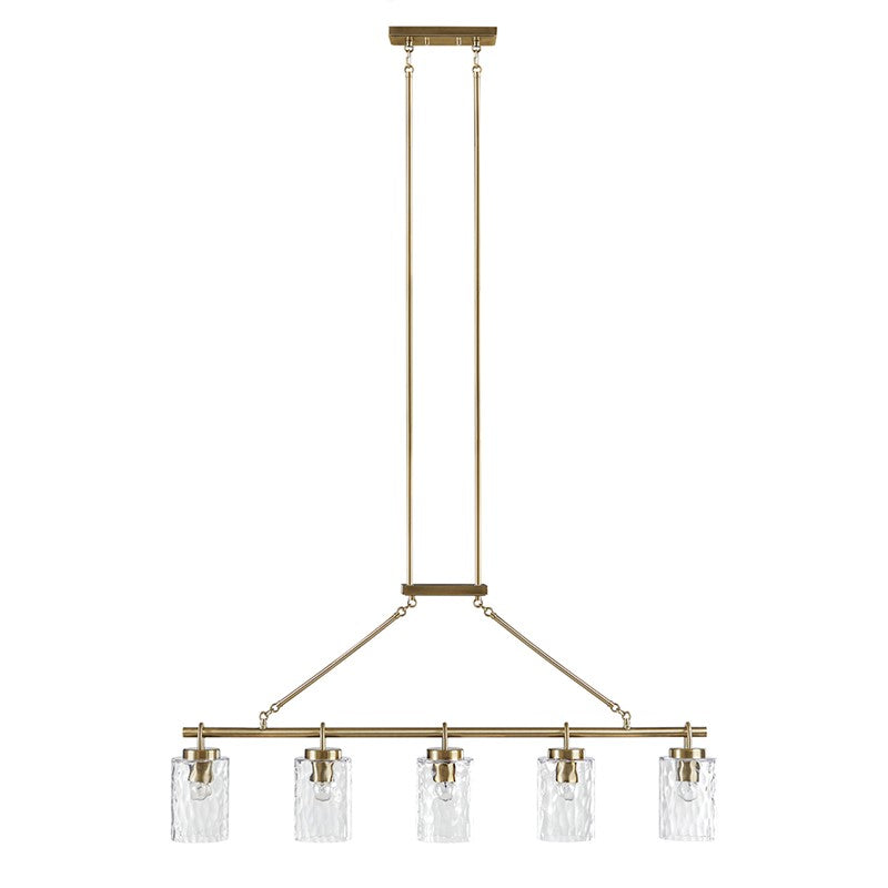Curiana 5-light Linear Chandelier with Textured Glass Shades by Olliix-INK+IVY