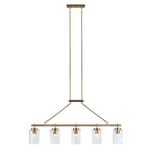Curiana 5-light Linear Chandelier with Textured Glass Shades by Olliix-INK+IVY