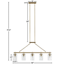 Curiana 5-light Linear Chandelier with Textured Glass Shades by Olliix-INK+IVY