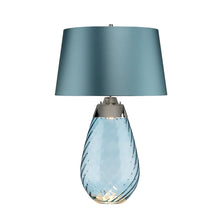 Large Lena Table Lamp in Blue with Blue Satin Shade Bedside Nightstand Reading Desk Table Light by Lucas McKearn