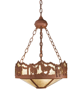 Custom 16" Wide Running Horses Inverted Pendant Ceiling Light by Meyda
