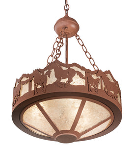 Custom 16" Wide Running Horses Inverted Pendant Ceiling Light by Meyda
