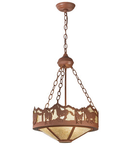 Custom 16" Wide Running Horses Inverted Pendant Ceiling Light by Meyda