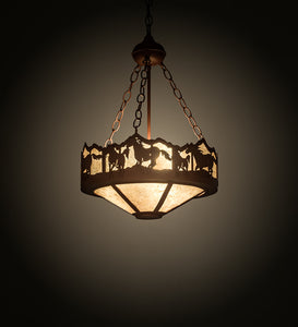 Custom 16" Wide Running Horses Inverted Pendant Ceiling Light by Meyda