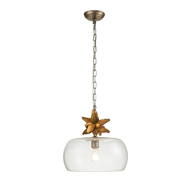 Toussaint 1 Light Pendant Gold Leaf Clear Glass Ceiling Light by Lucas McKearn