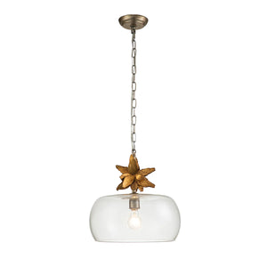 Toussaint 1 Light Pendant Gold Leaf Clear Glass Ceiling Light by Lucas McKearn