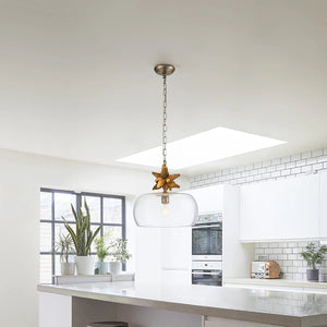 Toussaint 1 Light Pendant Gold Leaf Clear Glass Ceiling Light by Lucas McKearn