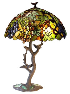 Leafs/Grapes Table Light Tiffany Victorian 2-Light 20" Oval Shade Bedside Nightstand Reading Lamp by Chloe