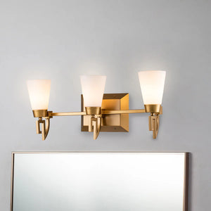 Lemuria 3 Light Bath Bar in Laquered Gold Wall Sconce Wall Lamp Home Decor by Lucas McKearn