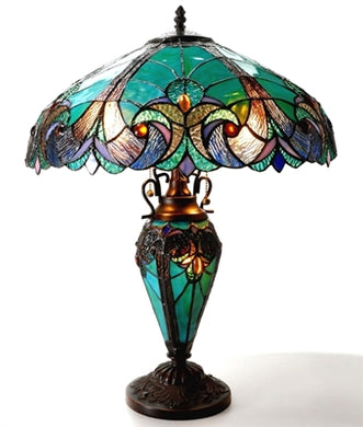 Liaison Table Lamp Tiffany Victorian 3 Light Double Lit 18
