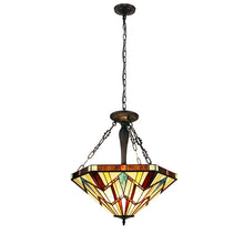 Vincent Mission Inverted Pendant Chandelier Tiffany Victorian Blackish Bronze 3-Light 22" Wide Ceiling Light by Chloe