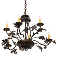 Custom 28" Wide Oak Leaf & Acorn 6 Light Chandelier Ceiling Light by Meyda