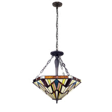 Vincent Mission Inverted Pendant Chandelier Tiffany Victorian Blackish Bronze 3-Light 22" Wide Ceiling Light by Chloe