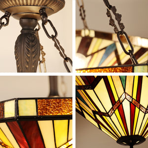 Vincent Mission Inverted Pendant Chandelier Tiffany Victorian Blackish Bronze 3-Light 22" Wide Ceiling Light by Chloe