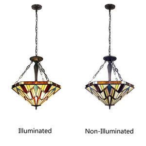 Vincent Mission Inverted Pendant Chandelier Tiffany Victorian Blackish Bronze 3-Light 22" Wide Ceiling Light by Chloe