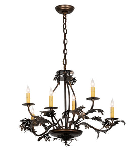 Custom 28" Wide Oak Leaf & Acorn 6 Light Chandelier Ceiling Light by Meyda