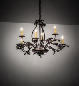 Custom 28" Wide Oak Leaf & Acorn 6 Light Chandelier Ceiling Light by Meyda