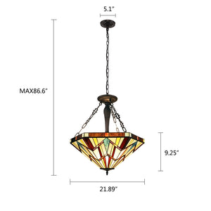 Vincent Mission Inverted Pendant Chandelier Tiffany Victorian Blackish Bronze 3-Light 22" Wide Ceiling Light by Chloe
