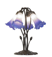 16" High Blue/White Tiffany Pond Lily 5 Light Table Lamp Bedside Nightstand Reading Desk Table Light by Meyda