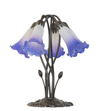 16" High Blue/White Tiffany Pond Lily 5 Light Table Lamp Bedside Nightstand Reading Desk Table Light by Meyda