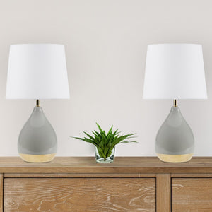 Liora 2-Tone Ceramic Sage-Green Gold Table Lamp, Set of 2, Bedside Nightstand Reading Desk Table Light by Olliix-510 Design