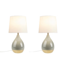 Liora 2-Tone Ceramic Sage-Green Gold Table Lamp, Set of 2, Bedside Nightstand Reading Desk Table Light by Olliix-510 Design