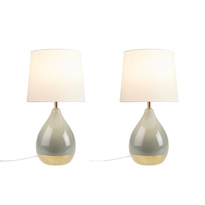 Liora 2-Tone Ceramic Sage-Green Gold Table Lamp, Set of 2, Bedside Nightstand Reading Desk Table Light by Olliix-510 Design