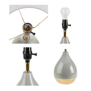 Liora 2-Tone Ceramic Sage-Green Gold Table Lamp, Set of 2, Bedside Nightstand Reading Desk Table Light by Olliix-510 Design