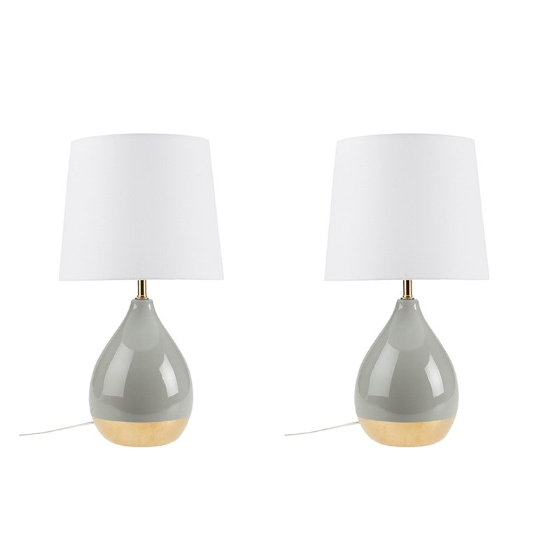 Liora 2-Tone Ceramic Sage-Green Gold Table Lamp, Set of 2, Bedside Nightstand Reading Desk Table Light by Olliix-510 Design
