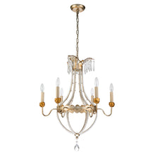 Louis 6 Light Crystal Chandelier in Distressed Gold and Silver Candelabra Ceiling Light by Lucas McKearn