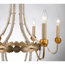 Louis 6 Light Crystal Chandelier in Distressed Gold and Silver Candelabra Ceiling Light by Lucas McKearn