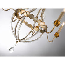 Louis 6 Light Crystal Chandelier in Distressed Gold and Silver Candelabra Ceiling Light by Lucas McKearn