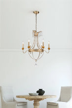 Louis 6 Light Crystal Chandelier in Distressed Gold and Silver Candelabra Ceiling Light by Lucas McKearn