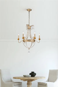 Louis 6 Light Crystal Chandelier in Distressed Gold and Silver Candelabra Ceiling Light by Lucas McKearn