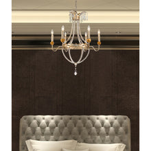Louis 6 Light Crystal Chandelier in Distressed Gold and Silver Candelabra Ceiling Light by Lucas McKearn