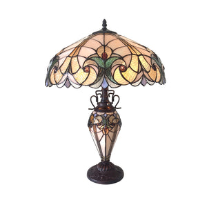 Liaison Table Lamp Tiffany Victorian style 3 Light Double Lit 18" Shade Bedside Nightstand Reading Desk Table Light by Chloe