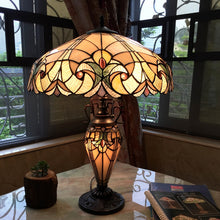 Liaison Table Lamp Tiffany Victorian style 3 Light Double Lit 18" Shade Bedside Nightstand Reading Desk Table Light by Chloe