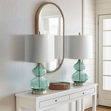 Ellipse Curved Gourd Glass Blue-Green Table Lamp, Set of 2,  Bedside Nightstand Reading Desk Table Light by Olliix-510 Design