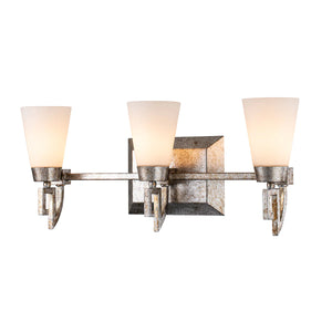 Lemuria 3 Light Bath Bar in Silver Leaf Wall Sconce Wall Lamp Home Decor by Lucas McKearn