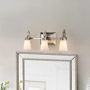 Lemuria 3 Light Bath Bar in Silver Leaf Wall Sconce Wall Lamp Home Decor by Lucas McKearn