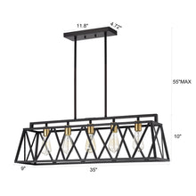 Ironclad Island Pendant Chandelier Country Farmhouse 5-Light 35" Wide Ceiling Light by Chloe