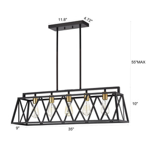 Ironclad Island Pendant Chandelier Country Farmhouse 5-Light 35" Wide Ceiling Light by Chloe
