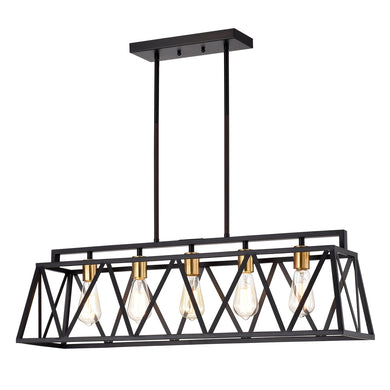 Ironclad Island Pendant Chandelier Country Farmhouse 5-Light 35