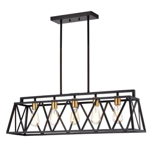 Ironclad Island Pendant Chandelier Country Farmhouse 5-Light 35" Wide Ceiling Light by Chloe