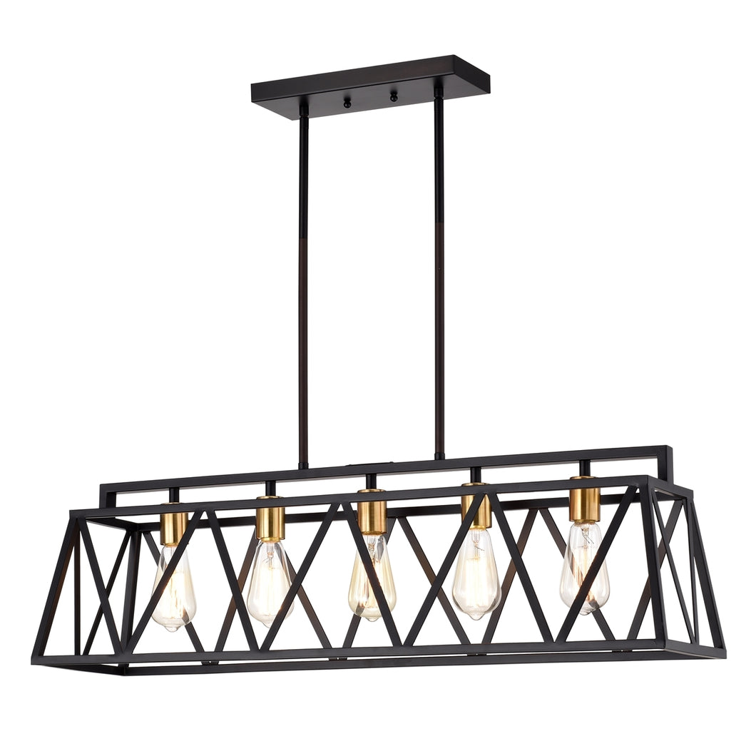 Ironclad Island Pendant Chandelier Country Farmhouse 5-Light 35